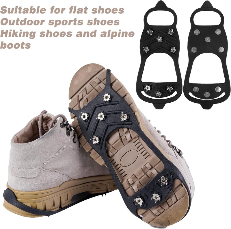 WBCBEC 2 Pairs Non Slip Gripper Spike Ice Traction Cleats Walk Traction Cleat Durable Ice Snow Grips for Shoes, Boot with 8 Steel Studs Crampons - Image 5